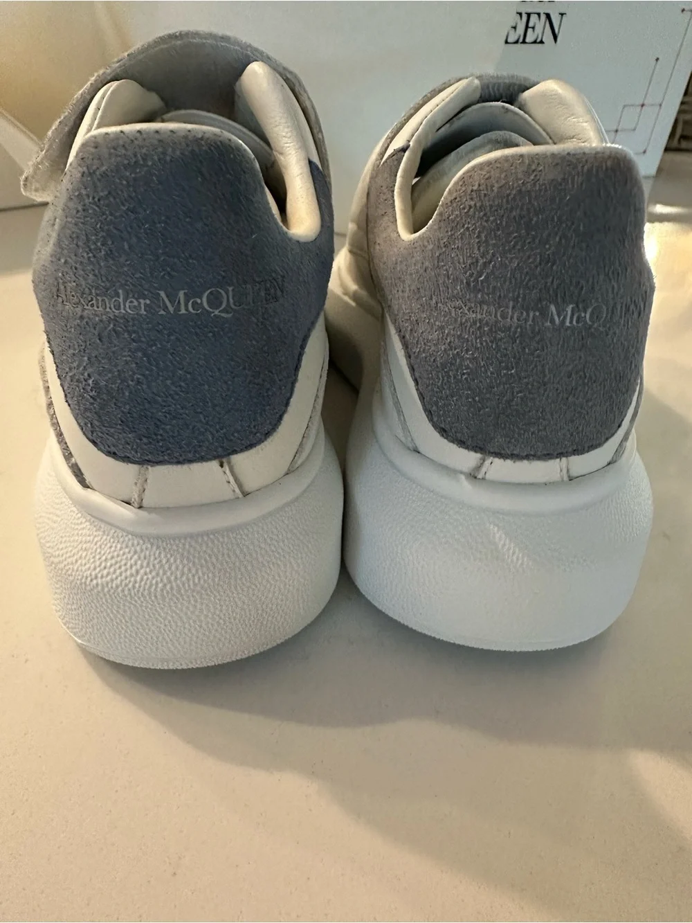 Alexander McQueen White Leather Platform Strap Sneakers for Toddlers Size EU 25 - Picture 5 of 12